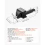 VEVOR Tornillo de Banco, Ancho de Mordaza de 15 cm, Hierro Fundido Dúctil, Profundidad de Garganta 90 mm, Apertura 142 mm, con Yunque, Almohadillas Magnéticas, para Enganche de Remolque de Camión