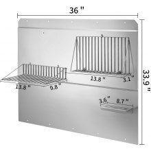 VEVOR Panel antisalpicaduras de acero inoxidable 914 x 860mm Protector en el frente de la cocina 2 x Estante de almacenamiento 1 x Estante para cocina