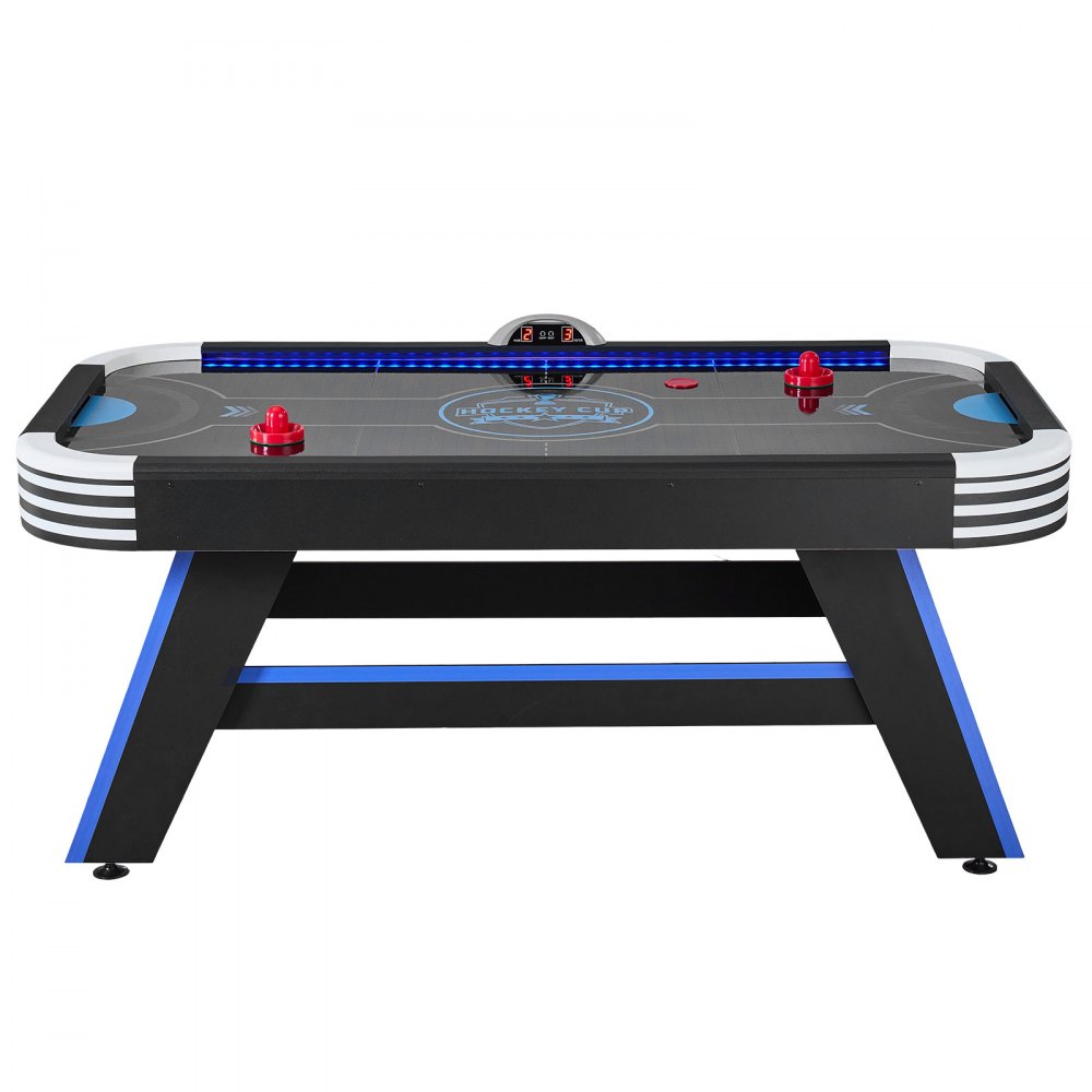 VEVOR Mesa de Hockey de Aire con Marcador Electrónico y Luces LED, Esquinas Reforzadas con Esmero, Pies Niveladores Ajustables, con Empujadores y Discos, para Sala de Juegos Familiar, 183x102x79 cm