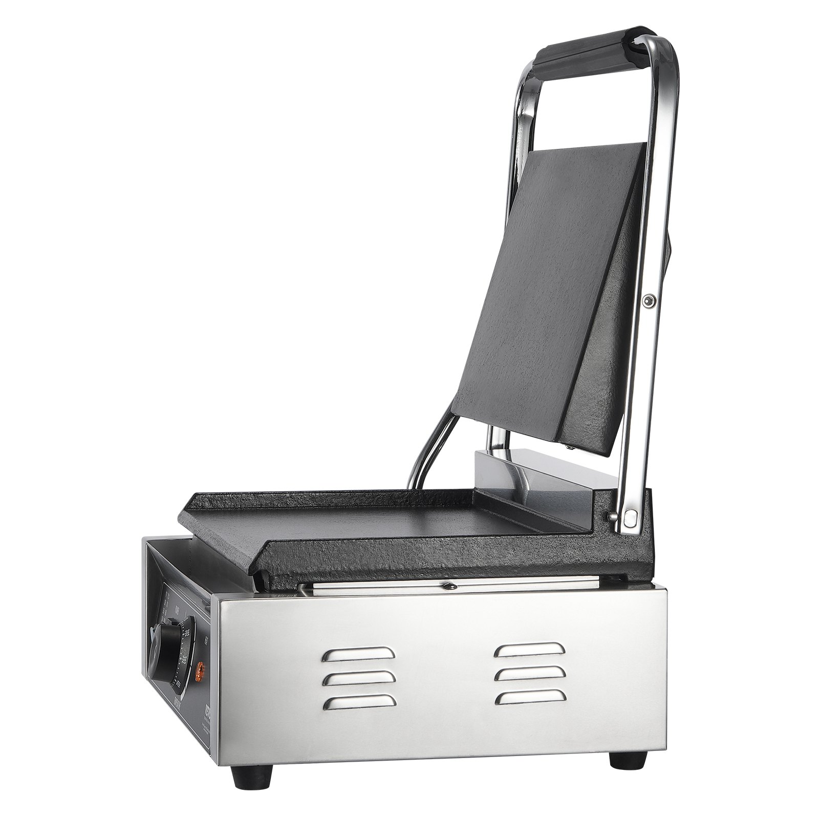 VEVOR Parrilla comercial para panini, 2200 W, para hacer sándwiches y paninis, de acero inoxidable, con control de temperatura y placa de esmalte plana de 14" x 9", para hamburguesas, filetes y tocino