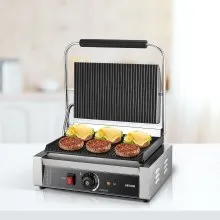 VEVOR Parrilla de Prensa para Panini 34 x 23 cm Parrilla de Contacto Eléctrica