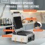 Parrilla comercial para panini VEVOR, máquina eléctrica para hacer sándwiches y paninis de 1800 W, prensa para sándwiches de acero inoxidable, parrilla para paninis con control de temperatura y placa esmaltada con ranuras completas de 9" x 9" para hamburguesas, filetes y tocino