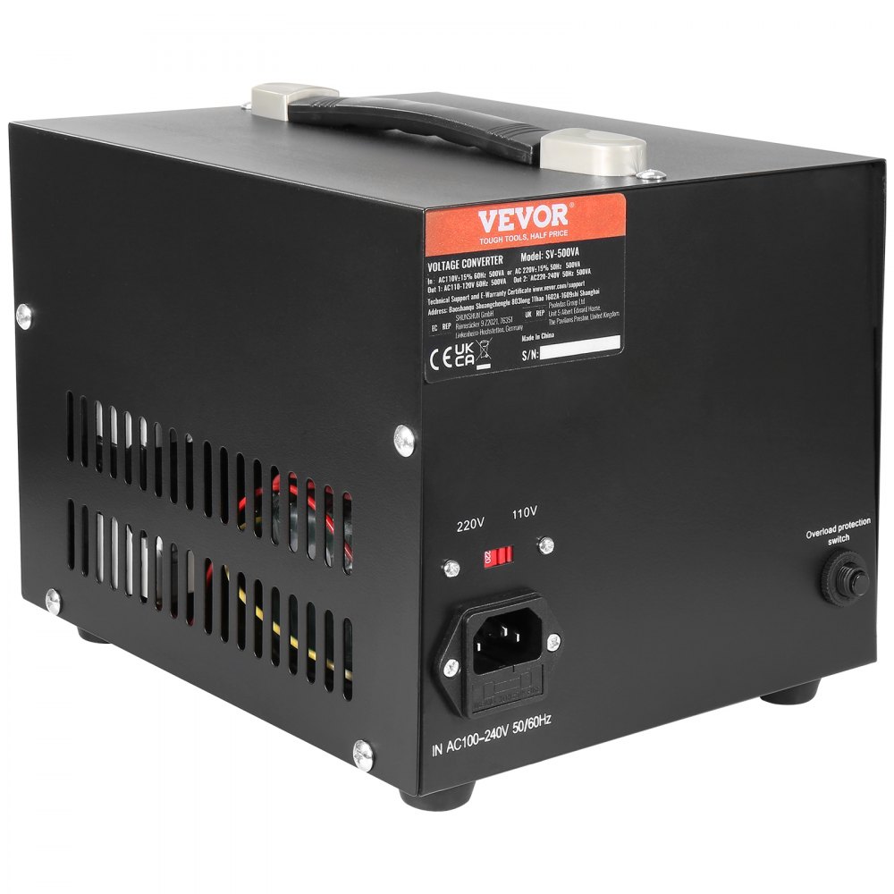 VEVOR Transformador Convertidor de Voltaje Sube/Baja 220-110V/110-220V Convertidor 2000VA CE con 2 Enchufes NEMA 5-15R de 3 Pines EE.UU., 2 Enchufes Shucko Europeos, 1 Conector USB, 1 Conector Tipo-C