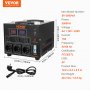 VEVOR Transformador Convertidor de Voltaje Sube/Baja 220-110V/110-220V Transformador de Potencia 5000VA CE con 3 Enchufes NEMA 5-15R EE.UU. 3 Pines 3 Enchufes Shucko UE 1 Puerto USB 5V 1 Toma Tipo-C