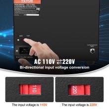 VEVOR Transformador Convertidor de Voltaje Sube/Baja 220-110V/110-220V Transformador de Potencia 5000VA CE con 3 Enchufes NEMA 5-15R EE.UU. 3 Pines 3 Enchufes Shucko UE 1 Puerto USB 5V 1 Toma Tipo-C