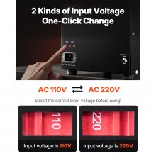 VEVOR Transformador Convertidor de Voltaje Sube/Baja 220-110V/110-220V Convertidor 3000VA CE con 3 Enchufes NEMA 5-15R de 3 Pines EE.UU., 3 Enchufes Shucko Europeos, 1 Conector USB, 1 Conector Tipo-C