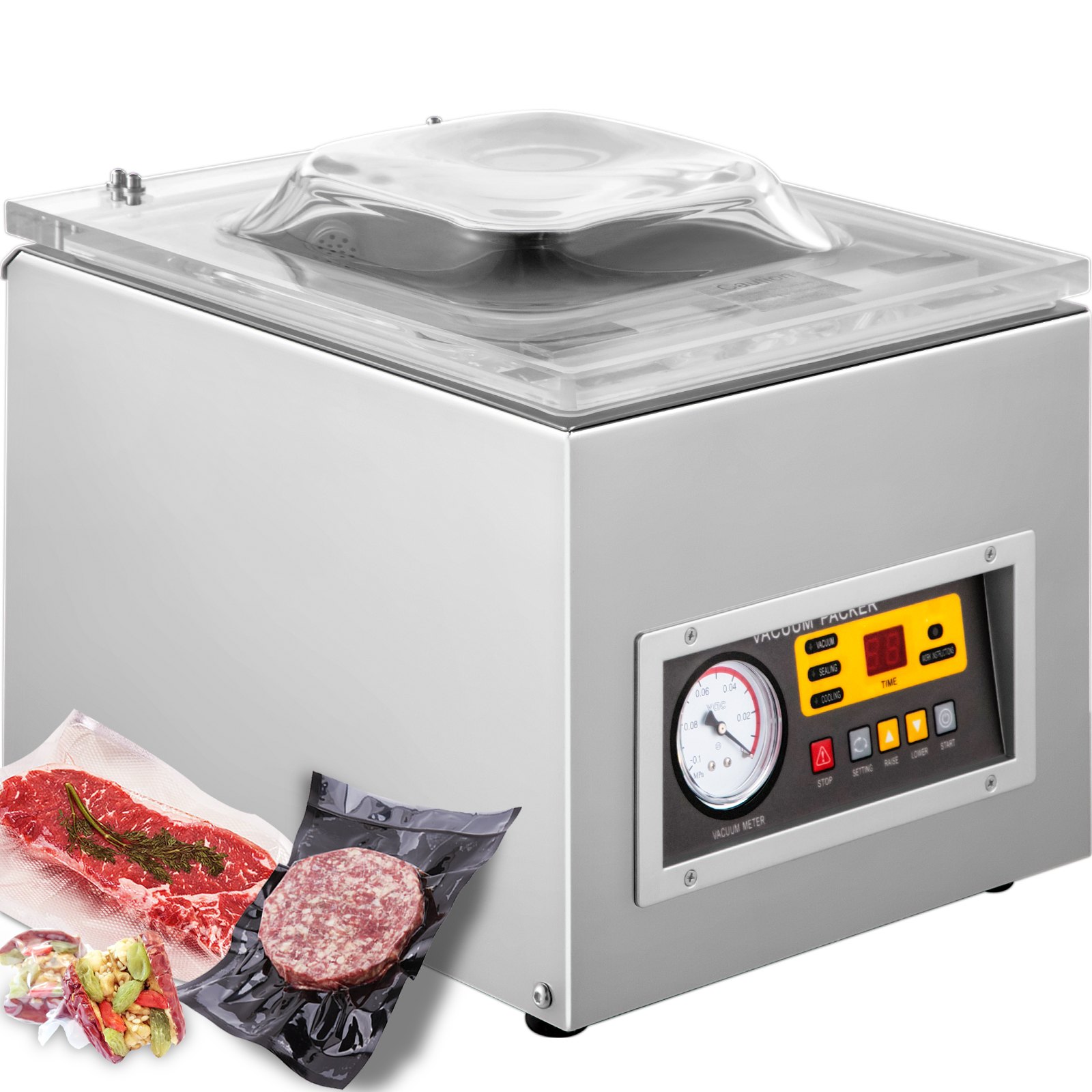 VEVOR Envasadora al Vacío Automático para Alimentos DZ-260S ,120 W, Envasadora al Vacío Domestica, 1~4 pcs/min, Maquina al Vacío de Alimentos, Acero Inoxidable, Barra de Calentamiento Importada