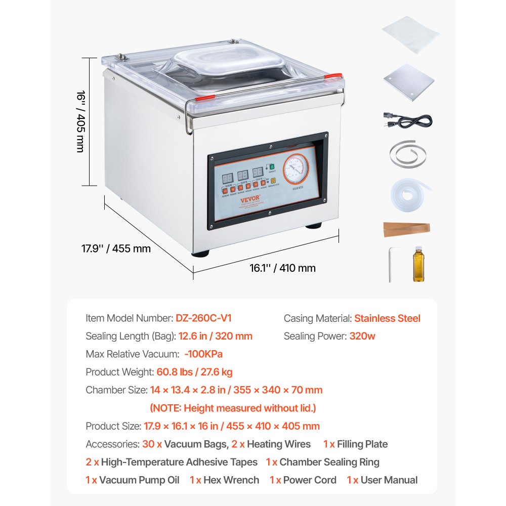 Envasadora al Vacío Automático para Alimentos DZ-260C Envasadora al Vacío 220 V