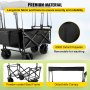VEVOR Carrito de Jardín Plegable de Transporte Playa, Carga 100 kg Carrito Plegable con Techo Extraíble, Negro Transporte Plegable de Playa Jardín con Toldo Cesta Giratorio 360 ° para Camping Pícnic