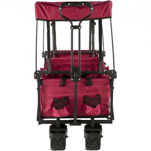 VEVOR Carro Transporte Plegable de Playa Jardín con Toldo Desmontable, Carro Plegable para Camping 4 Ruedas, Dimensión 92,7 x 54,3 x 98,5 cm, Carrito para Exteriores Plegado de 98,5 x 52 x 17,8 cm
