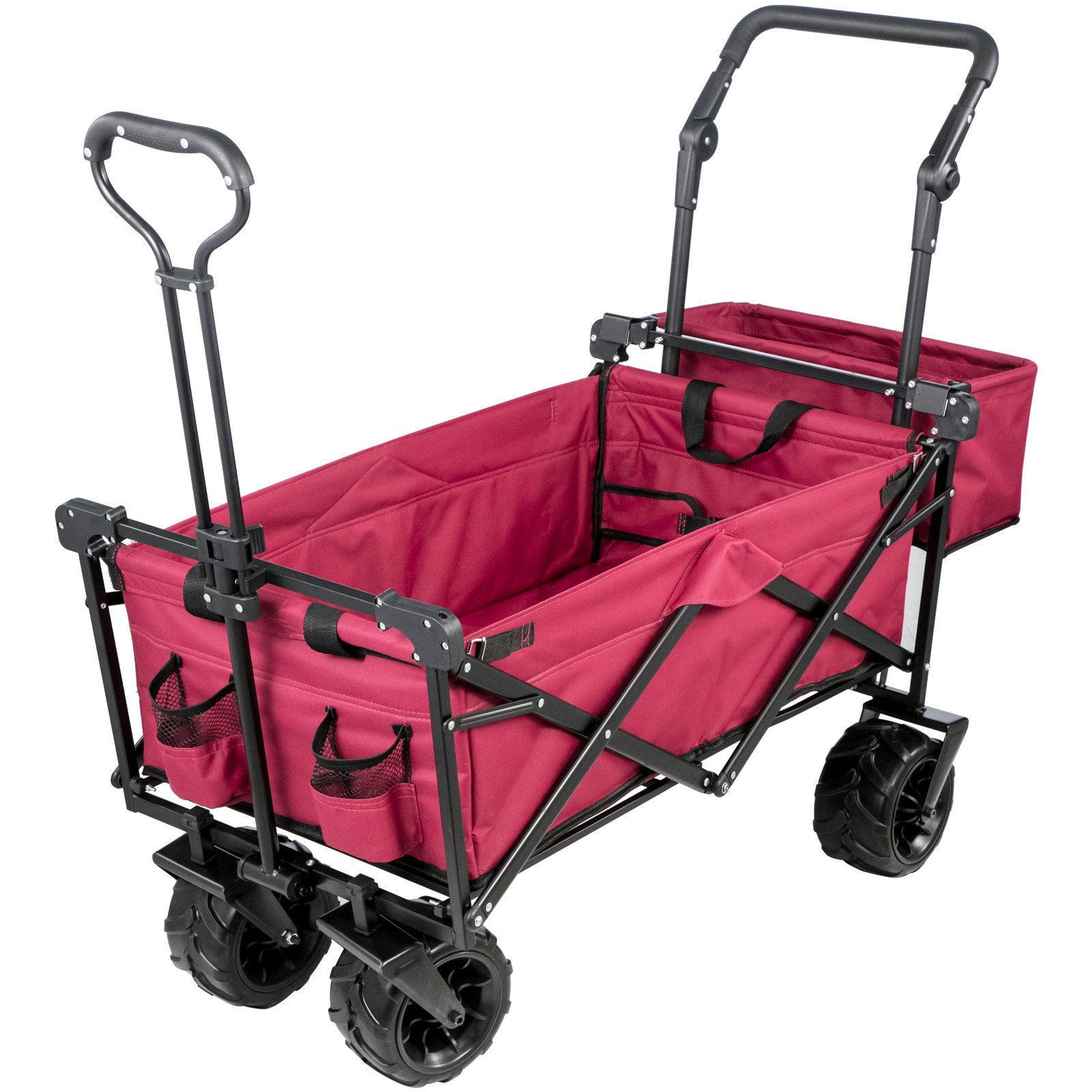 Carro Plegable Para Vagones, Con Toldo Extraíble Acero Rojo Para Camping Pícnic