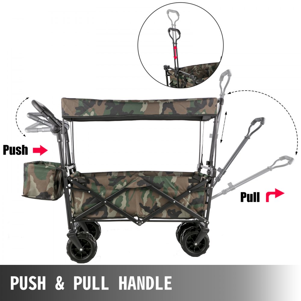 Carro De Vagón Plegable Camuflaje Plegable Acero, Con Toldo Extraíble De Camping