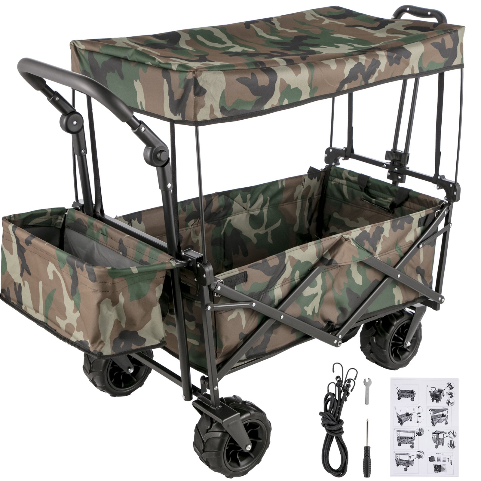 Carro De Vagón Plegable Camuflaje Plegable Acero, Con Toldo Extraíble De Camping