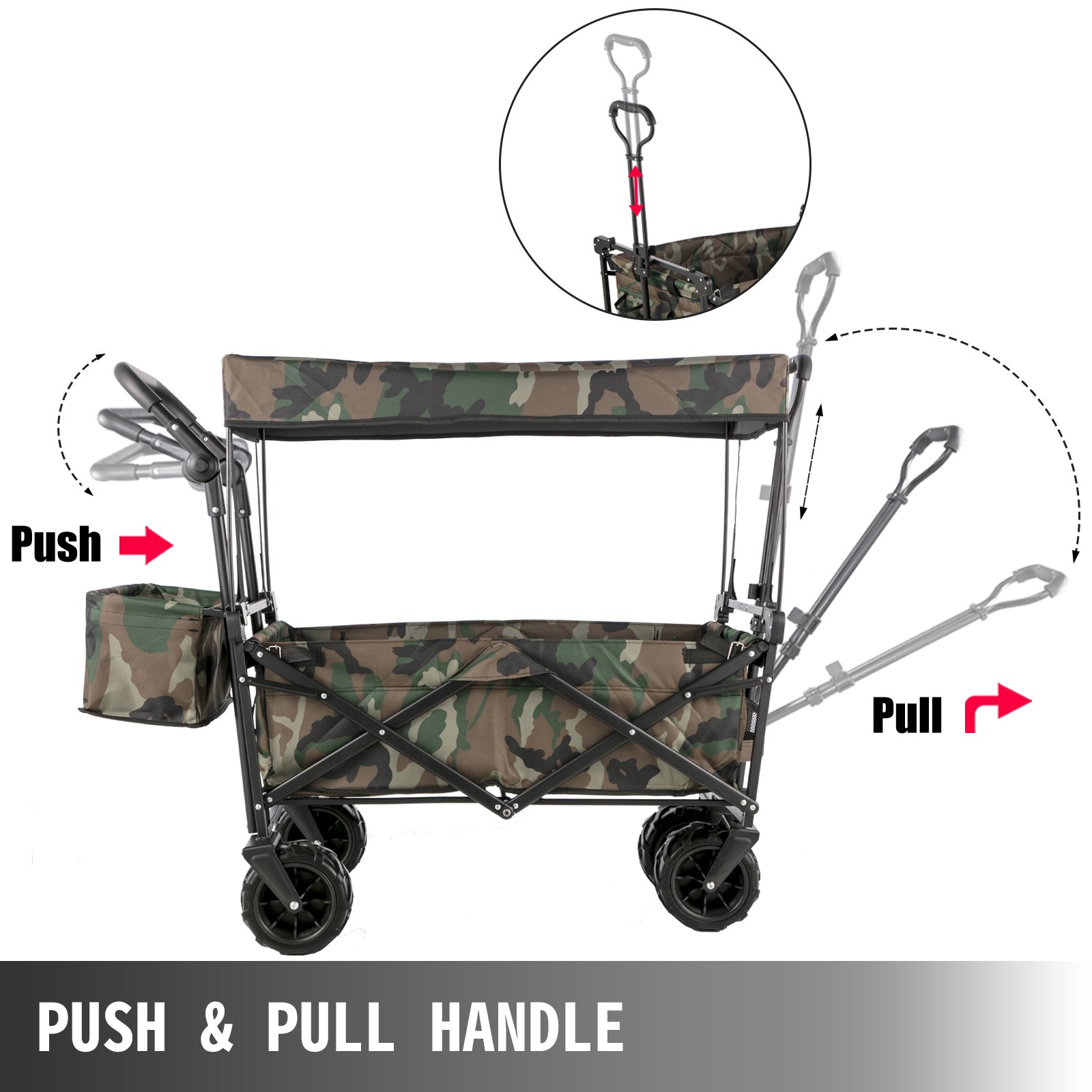 Carro De Vagón Plegable Camuflaje Plegable Acero, Con Toldo Extraíble De Camping