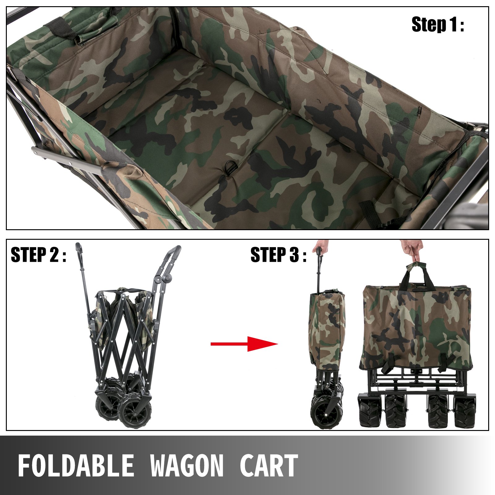Carro De Vagón Plegable Camuflaje Plegable Acero, Con Toldo Extraíble De Camping