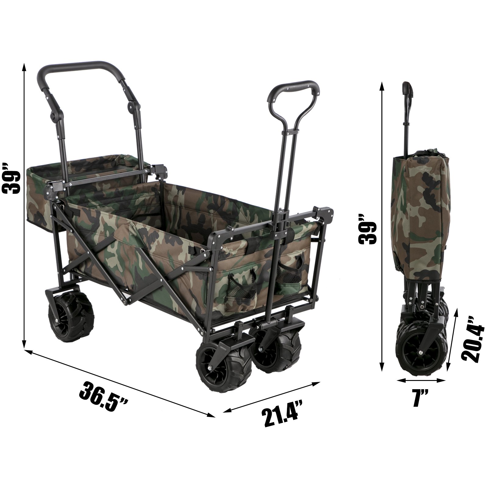 Carro De Vagón Plegable Camuflaje Plegable Acero, Con Toldo Extraíble De Camping