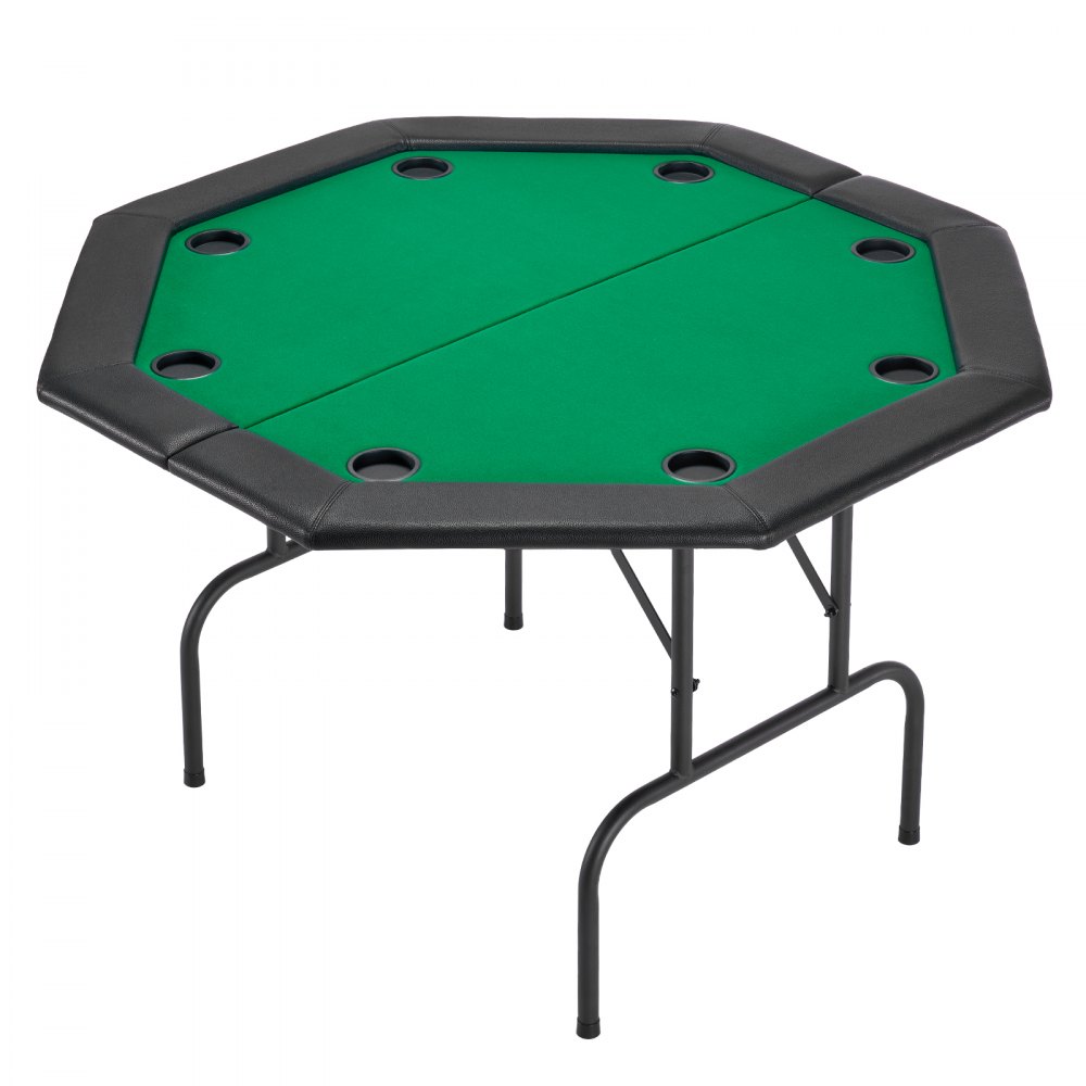 VEVOR Mesa de Póker Plegable, Mesa de Casino Plegable para Ocho Jugadores con Rieles Acolchados y Portavasos, con Patas de Fieltro y Metal, para Texas Hold'em y Blackjack, 1260 x 1260 x 750 mm
