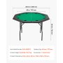 VEVOR Mesa de Póker Plegable, Mesa de Casino Plegable para Ocho Jugadores con Rieles Acolchados y Portavasos, con Patas de Fieltro y Metal, para Texas Hold'em y Blackjack, 1260 x 1260 x 750 mm