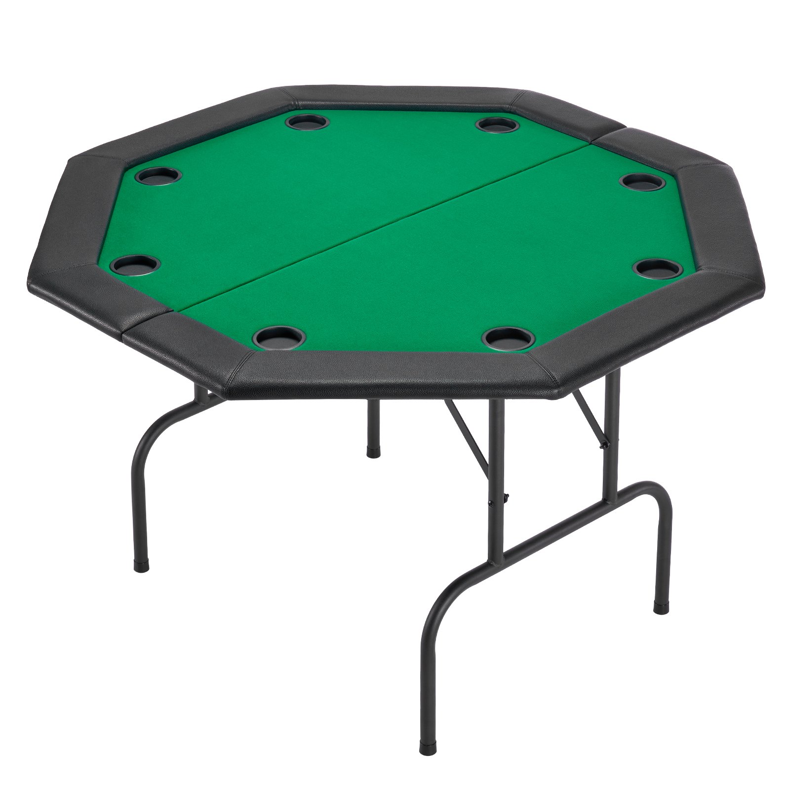 VEVOR Mesa de Póker Plegable, Mesa de Casino Plegable para Ocho Jugadores con Rieles Acolchados y Portavasos, con Patas de Fieltro y Metal, para Texas Hold'em y Blackjack, 1260 x 1260 x 750 mm