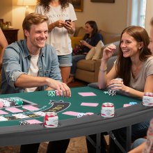 VEVOR Mesa de Póker Plegable de Casino Texas Hold'em para 7 Jugadores Verde