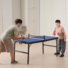 Mesa de ping pong de tamaño mediano VEVOR, mesa de juego de tenis de mesa plegable para interiores con red