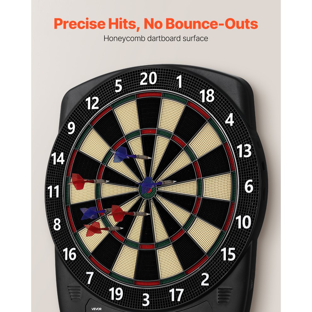 VEVOR Electronic Dart Board, 336mm Target Dartboard with 43 Games & 200+ Variations for Up to 8 Players, 6 Dart Shafts with Flights & 50 Soft Tips, Color LCD Scoring Screen for Home Party Game Rooms