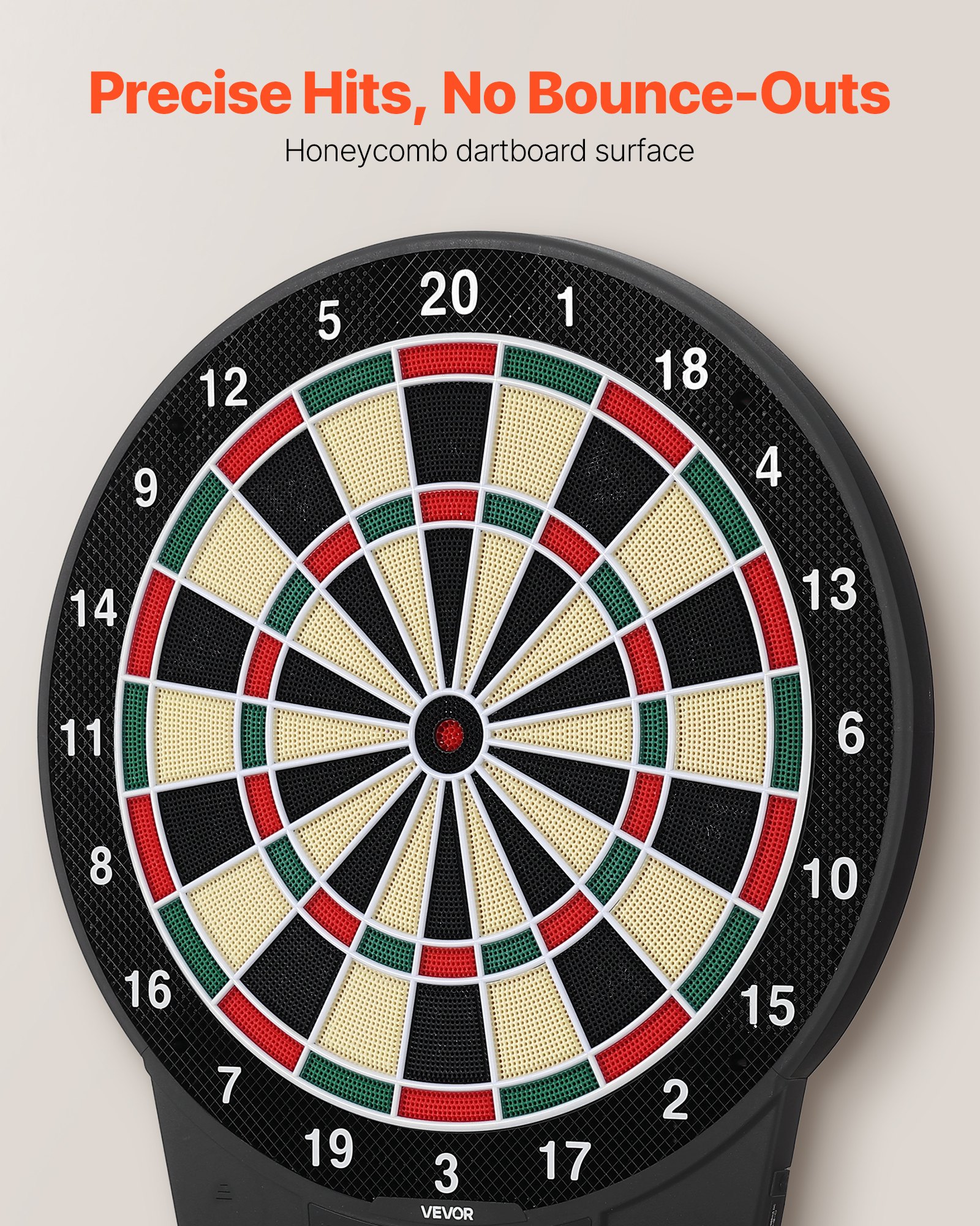 VEVOR Diana Electrónica 393 mm, con 43 Juegos y más de 320 Variaciones para hasta 8 Jugadores, 6 Dardos con Plumas y 50 Puntas de Repuesto, Marcador LCD a Color, para Divertirse en Casa y Fiestas
