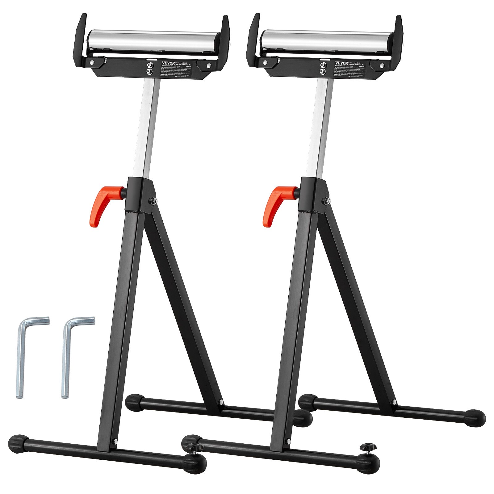 VEVOR 2 PCS Soporte con Rodillos, Carga de 113 kg Altura Ajustable 685,8-1092,2 mm con Cabezal de Rodillo de Acero Pulido, para Soporte de Extensión para Carpintería con Salida de Sierra de Mesa