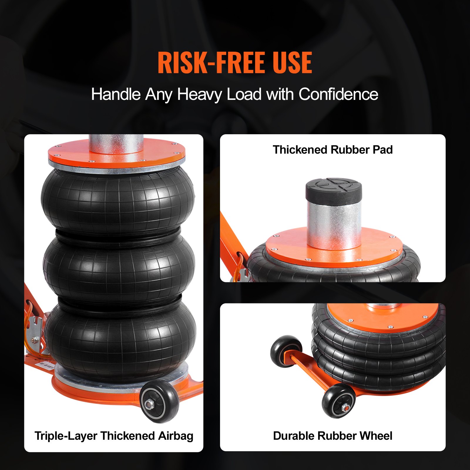 VEVOR pneumatic car jack, adjustable 5-ton air jack with raised column, easy-to-lift and space-saving jack with thick rubber pad and long handle, for sedan, SUV, and pickup truck