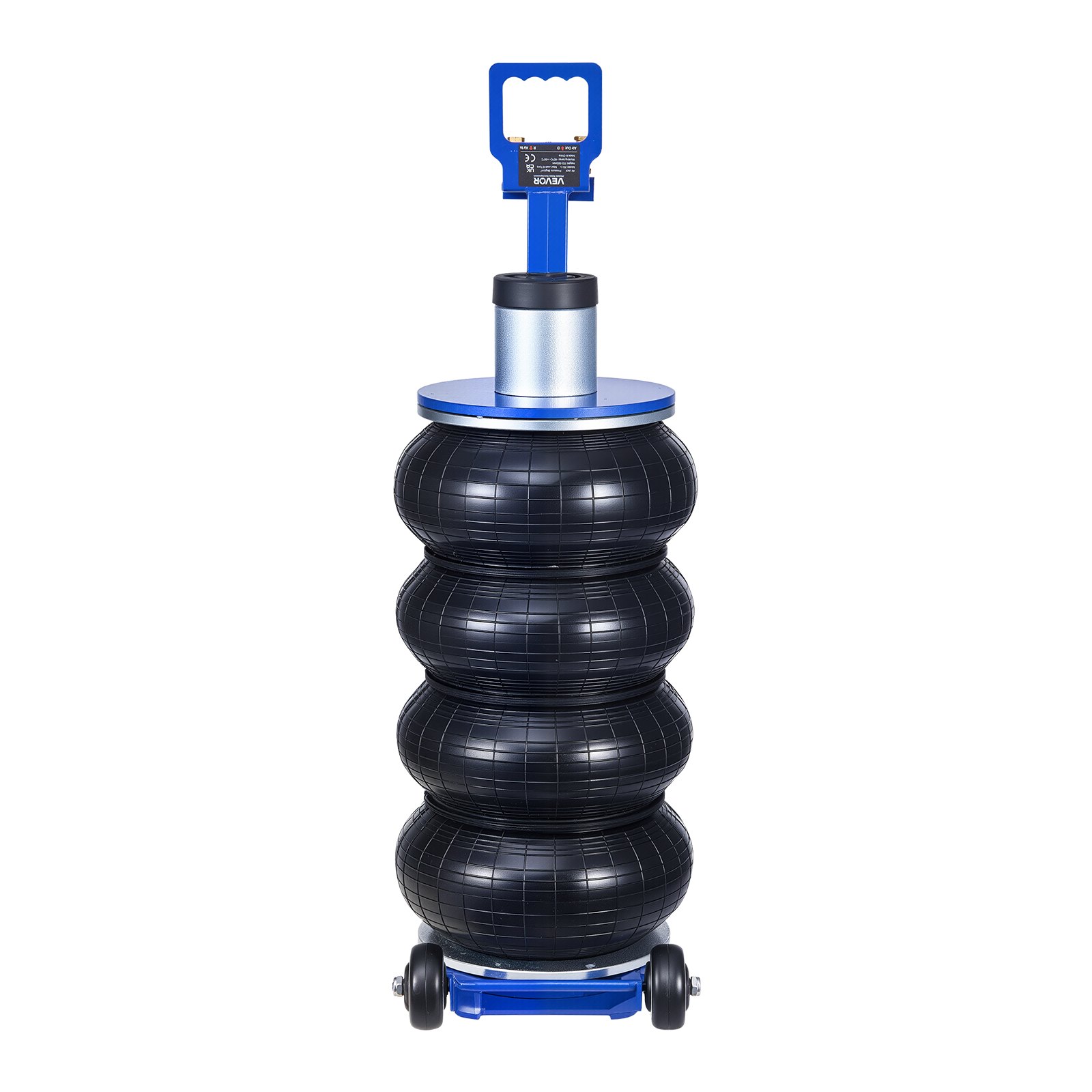 VEVOR Gato Neumático para Coches 6 T, 4 Capas con Columna Elevada, Manivela Ajustable y Almohadilla de Goma Gruesa, Elevación 170 a 583 mm, para Coches, SUV y Camionetas, 1220 x 325 x 170–583 mm