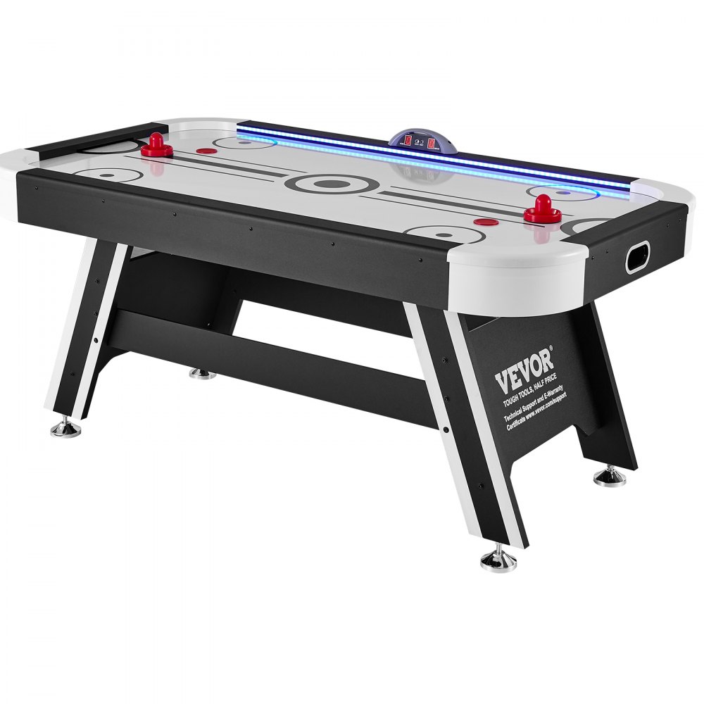 VEVOR Mesa de Hockey de Aire para Niños y Adultos Juego Air Hockey Mesa Marcador Electrónico Luces LED con 2 Discos y 2 Empujadores Juego de Hockey para Sala de Juegos, Hogar, 183x102x81,2 cm
