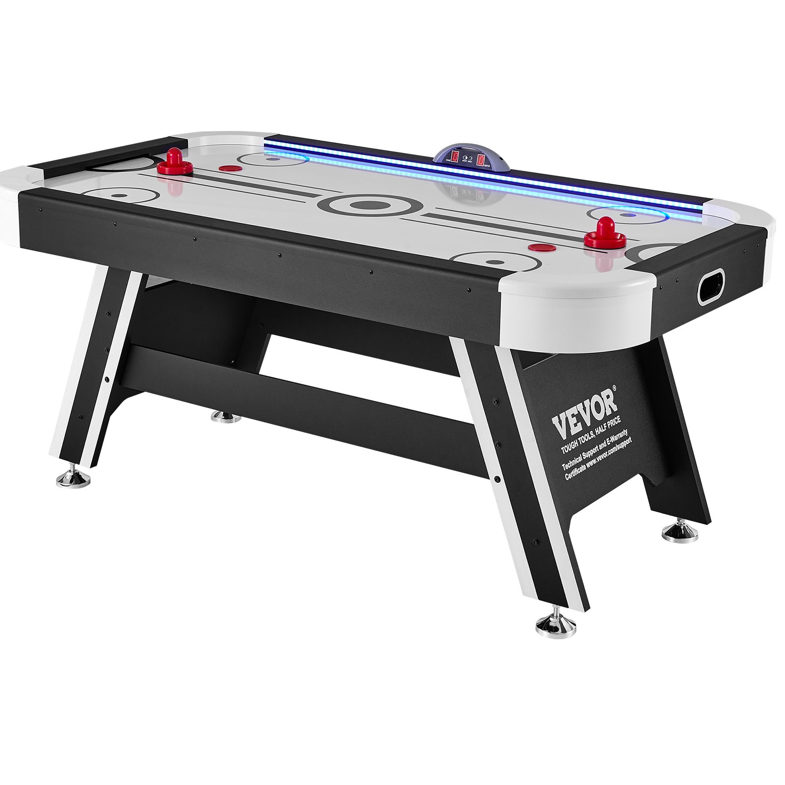 VEVOR Mesa de Hockey de Aire para Niños y Adultos Juego Air Hockey Mesa Marcador Electrónico Luces LED con 2 Discos y 2 Empujadores Juego de Hockey para Sala de Juegos, Hogar, 183x102x81,2 cm