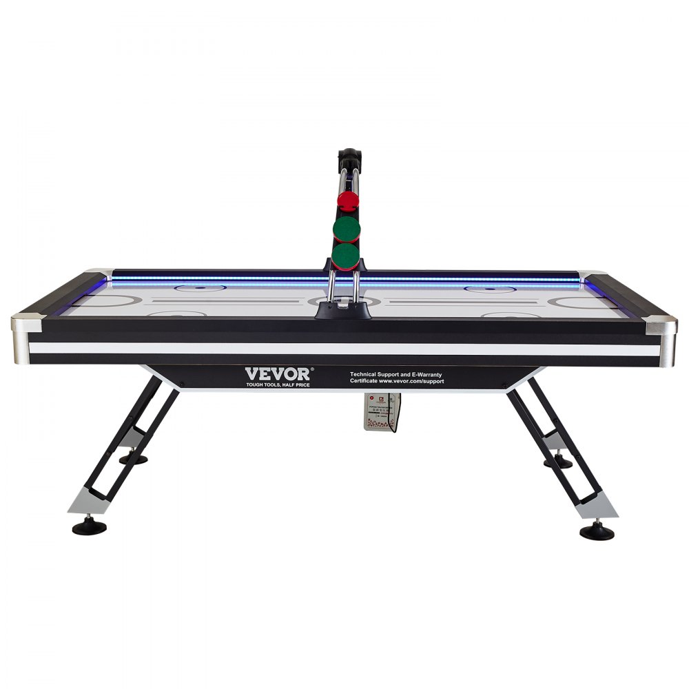 VEVOR Mesa de Hockey de Aire para Niños y Adultos Juego Air Hockey Mesa Marcador Electrónico Luces LED con 2 Discos y 2 Empujadores Juego de Hockey para Sala de Juegos, Hogar, 226,3x125x82 cm
