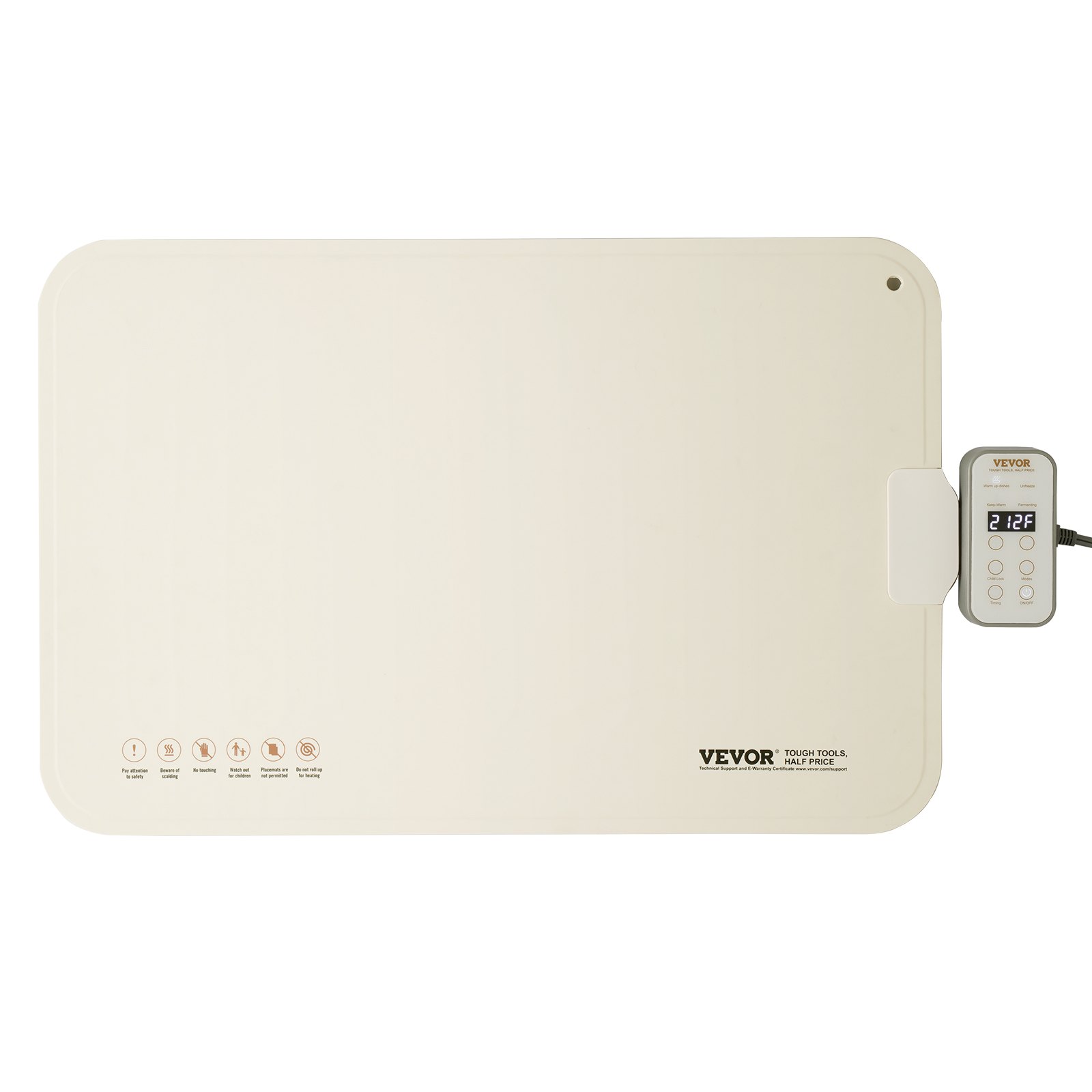 VEVOR Bandeja Eléctrica para Calentar Alimentos para Bufé, Silicona Enrollable y Portátil con 4 Configuraciones de Temperatura Ajustables, Apagado Automático y Bloqueo para Niños, 600 x 400 x 14,5 mm