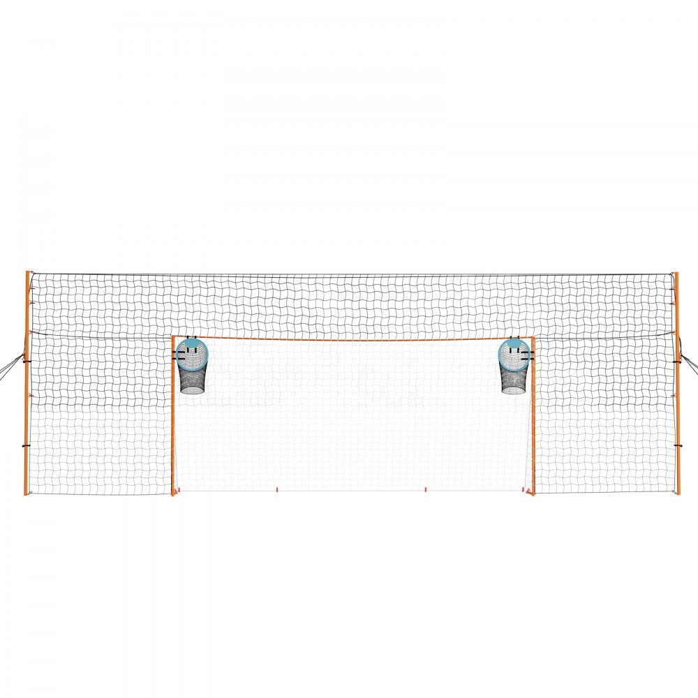 VEVOR Portería de Fútbol 4,84 x 2,12 m, Estructura de Hierro y Red de PE, con Barrera Trasera, Red de Puntería, Estacas para el Suelo, Cuerdas, para Deportes al Aire Libre, Jóvenes y Adultos