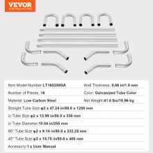 VEVOR Kit de Escape Tubo Galvanizado 16 Piezas 50,8 mm con Junta Deslizante