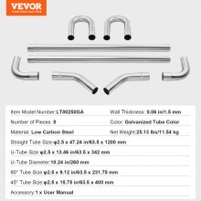 VEVOR Kit de Escape Tubo Galvanizado 8 PCS con Junta Deslizante Tubo de Escape