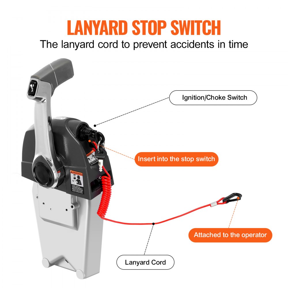 VEVOR Caja de control remoto fueraborda, compatible con Evinrude Johnson 5006186, control de acelerador de barco de montaje superior, con interruptor de ajuste eléctrico, para dirección