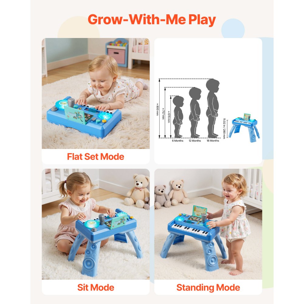 VEVOR Mesa de Aprendizaje para Niños Más de 6 Meses, Mesa de Actividades de Aprendizaje con Temática Espacial, Proyector de Estrellas con Luz Suave y Más de 133 Fuentes de Sonido, Pilas No Incluidas