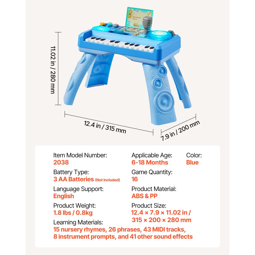 VEVOR Mesa de Aprendizaje para Niños Más de 6 Meses, Mesa de Actividades de Aprendizaje con Temática Espacial, Proyector de Estrellas con Luz Suave y Más de 133 Fuentes de Sonido, Pilas No Incluidas