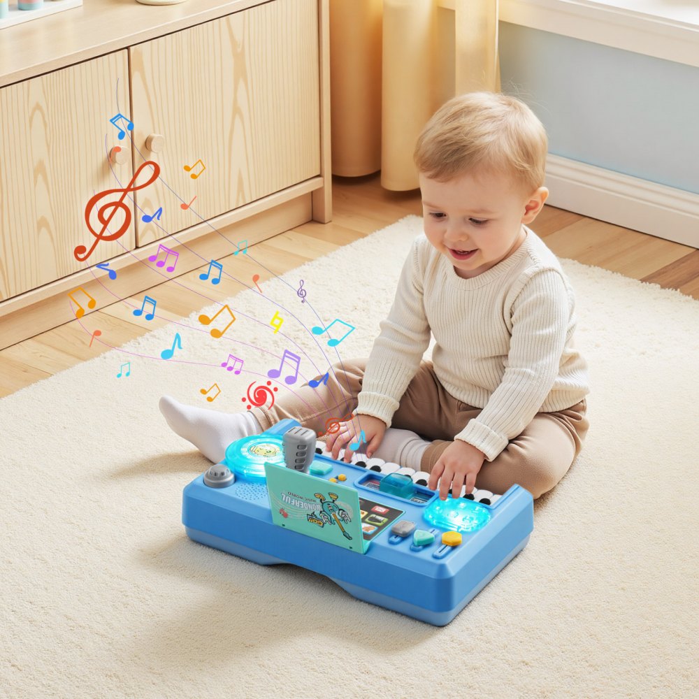 VEVOR Mesa de Aprendizaje para Niños Más de 6 Meses, Mesa de Actividades de Aprendizaje con Temática Espacial, Proyector de Estrellas con Luz Suave y Más de 133 Fuentes de Sonido, Pilas No Incluidas