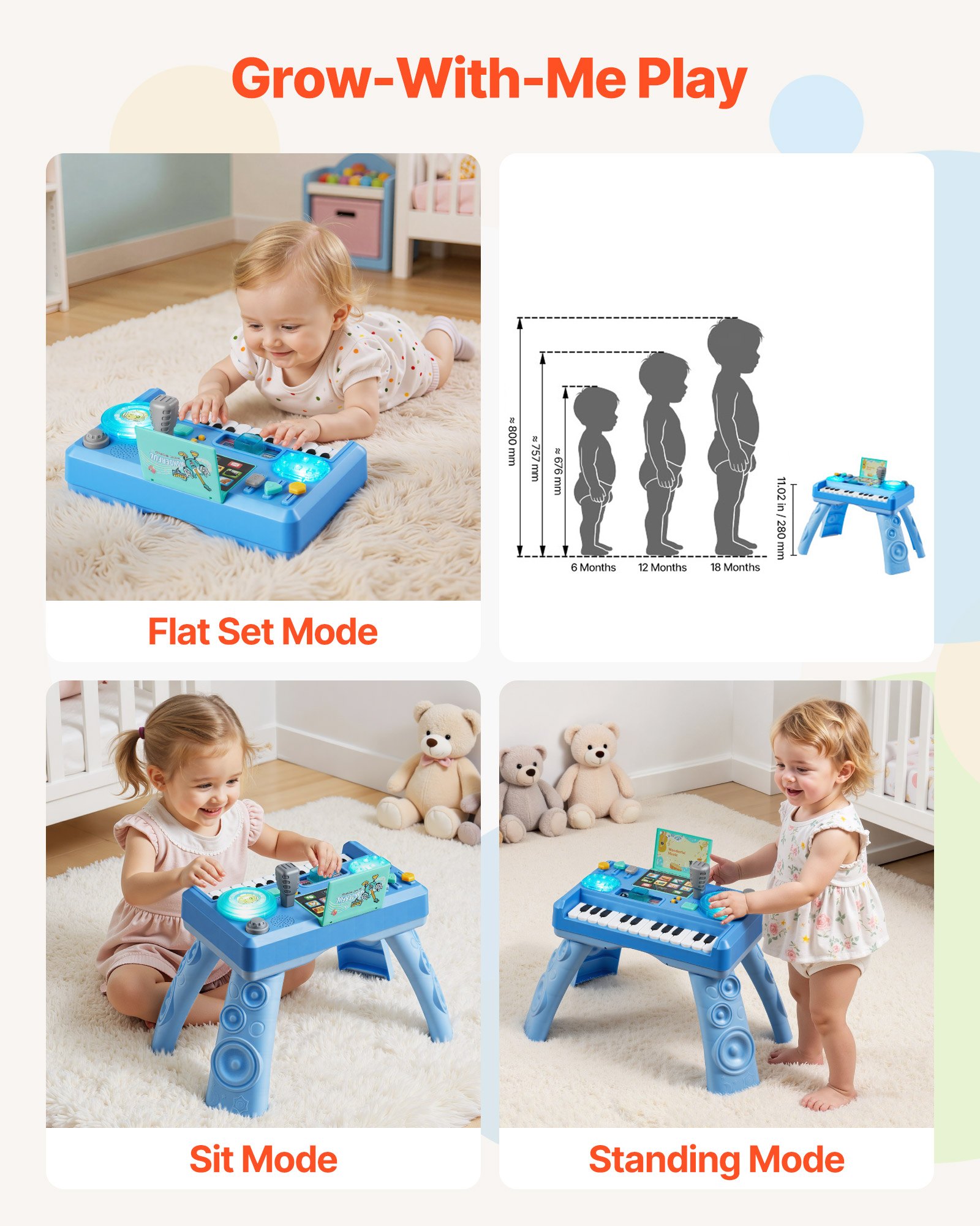 VEVOR Mesa de Aprendizaje para Niños Más de 6 Meses, Mesa de Actividades de Aprendizaje con Temática Espacial, Proyector de Estrellas con Luz Suave y Más de 133 Fuentes de Sonido, Pilas No Incluidas