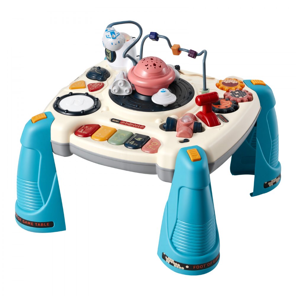 VEVOR Mesa de Aprendizaje para Niños Más de 6 Meses, Mesa de Actividades de Aprendizaje con Temática Espacial, Proyector de Estrellas con Luz Suave y Más de 60 Fuentes de Sonido, Pilas No Incluidas