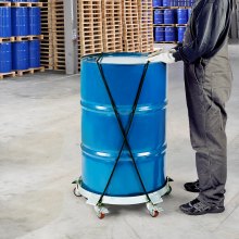 VEVOR Carro Porta Bidones 250 L Capacidad de Carga de 567 kg Plataforma Rodante con 5 Ruedas Giratorias Base de Acero con Rodillos Manipulación de Bidones de Herramientas para Almacenes Fábricas