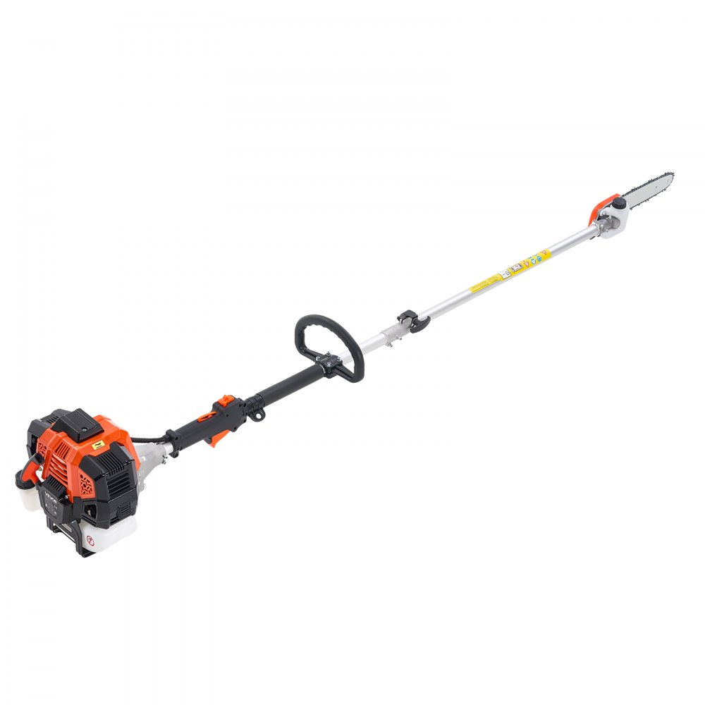 VEVOR Motosierra de Pértiga a Gasolina, Motosierra Inalámbrica de 43 cc y 2 Tiempos con Barra de Corte de 25,4 cm, Tanque de Combustible de 850 ml y Extensible de 2,08-3,58 m para Podar Árboles