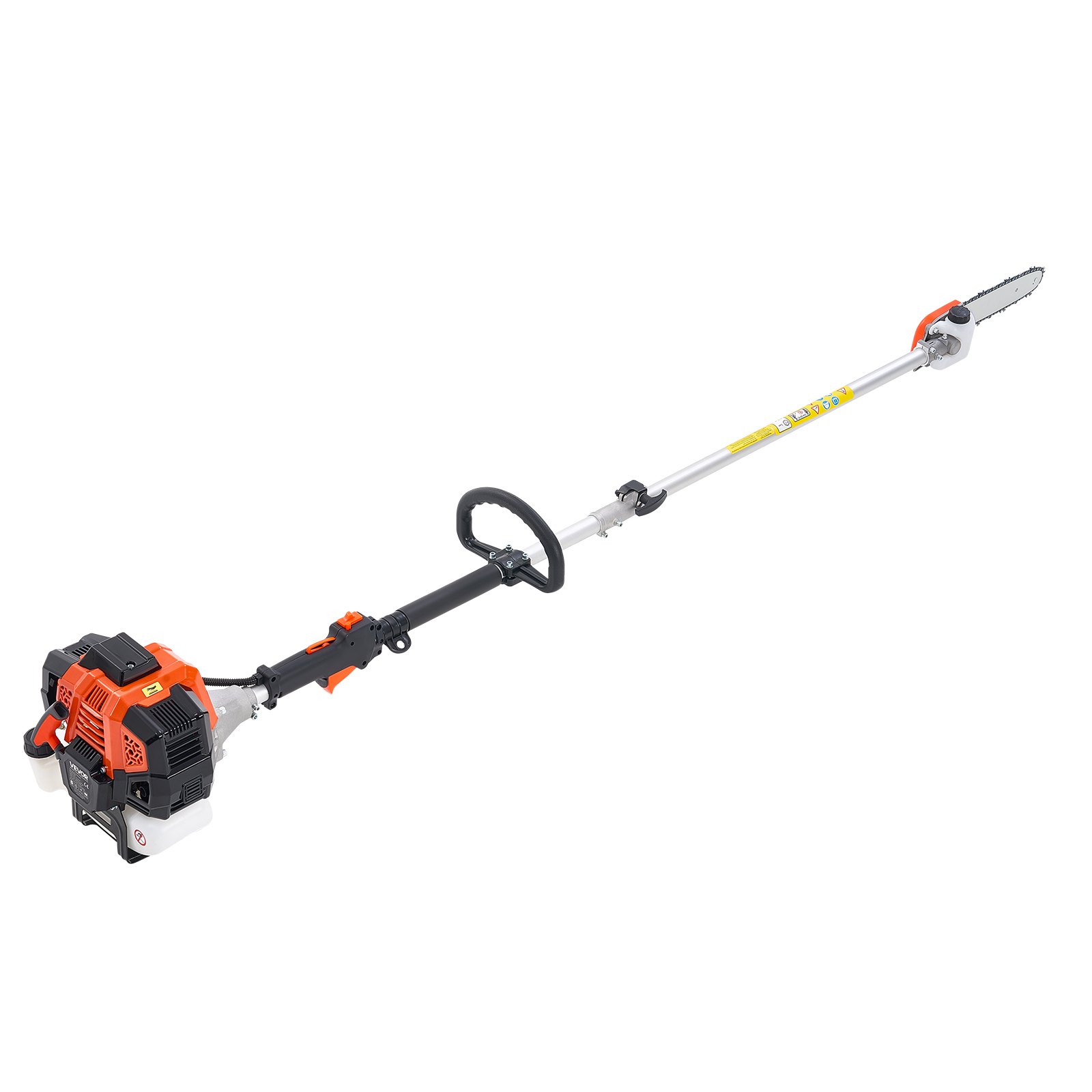 VEVOR Motosierra de Pértiga a Gasolina, Motosierra Inalámbrica de 43 cc y 2 Tiempos con Barra de Corte de 25,4 cm, Tanque de Combustible de 850 ml y Extensible de 2,08-3,58 m para Podar Árboles