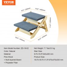 VEVOR Escalera Plegable de Madera para Mascotas Perros 2 Peldaños Carga de 50 kg