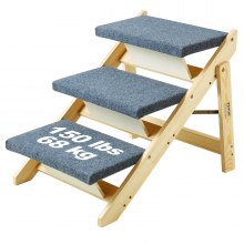 VEVOR Escalera Plegable de Madera para Mascotas Perros 3 Peldaños Carga de 68 kg