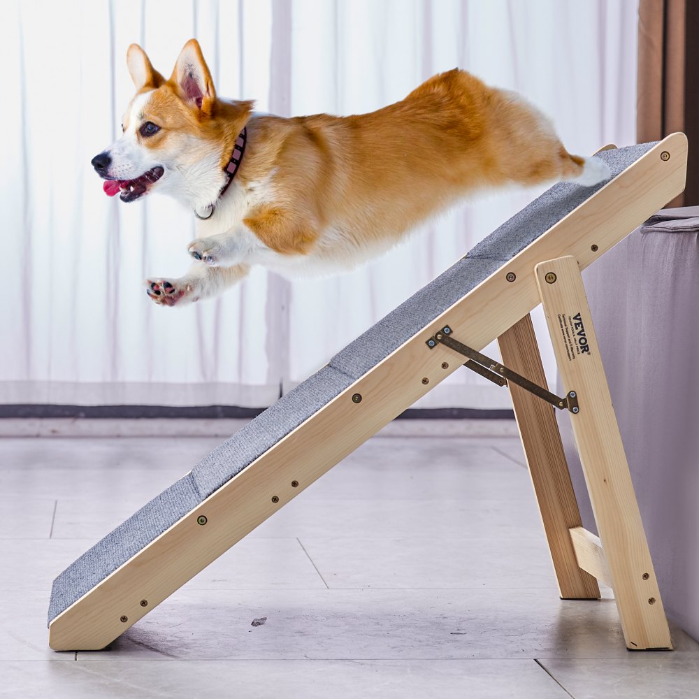 VEVOR Escaleras de Madera para Mascotas 4 Escalones Rampa de Escalera Convertible 2 en 1 para Perros de Razas Pequeñas y Grandes Capacidad de Carga 68 kg para Acceso a Camas, Sofás, Vehículos