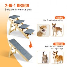 VEVOR Escalera Plegable de Madera para Mascotas Perros 4 Peldaños Carga de 68 kg